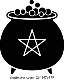 Halloween Witch Potion Cauldron silhouette isolated.
Cauldron with magic potion. 
witch pot of boiling potion.
Witch Poison Cauldron. 
witch's brew.
Transparent background.