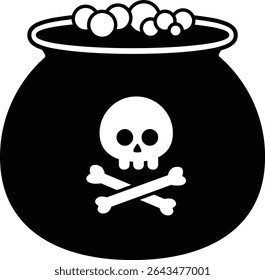 Halloween Witch Potion Cauldron silhouette isolated.
Cauldron with magic potion. 
witch pot of boiling potion.
Witch Poison Cauldron. 
witch's brew.
Transparent background.
