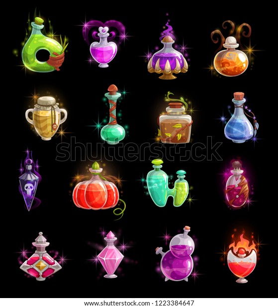 Halloween Witch Potion Vector Bottles Magic Stock Vector (Royalty Free ...