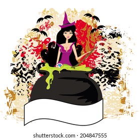  Halloween witch preparing potion 