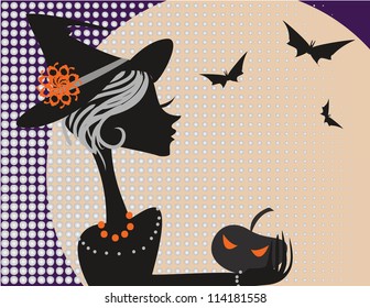 Halloween witch with pumpkin
