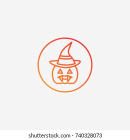 Halloween witch pumpkin icon.gradient illustration isolated vector sign symbol