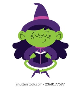 vector de lectura de brujas halloween aislado