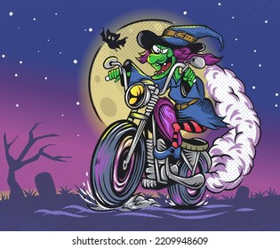 Halloween Witch Ride Chopper Motorcycle