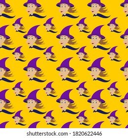Halloween witch seamless pattern. Happy halloween vector illustration may be used for card, invitation, wallpaper, textile, fabric, wrapping