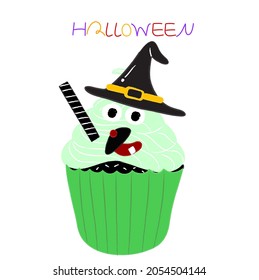 Torta con forma de bruja de Halloween