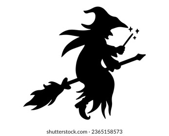 Halloween Witch Silhouette Illustration for Decoration