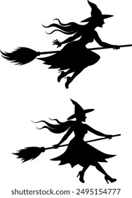 Halloween Witch Silhouette Illustration for Decoration