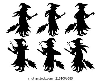 Halloween Witch Silhouette Illustration Set