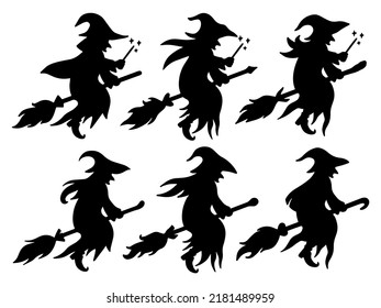 Halloween Witch Silhouette Illustration Set