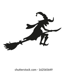 Halloween witch. Silhouette. Isolated. Vector illustration eps10.