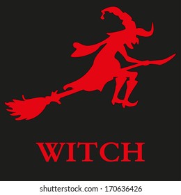 Halloween witch. Silhouette. Isolated.  Vector illustration EPS 10