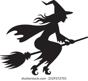 Halloween Witch Silhouette on a white background