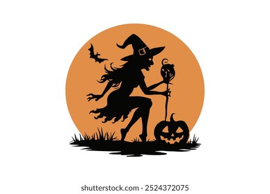 Ícone de vetor de silhueta de Bruxa de Halloween