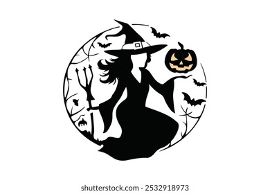 Halloween Witch silhouette vector icon