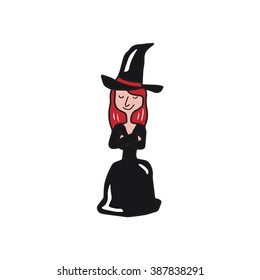 Halloween witch sitting cartoon drawing