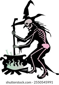 Halloween, Witch, Skeleton flying Witch, Cooking Witch, Silhouette Witch