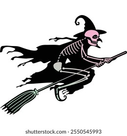 Halloween, Witch, Skeleton flying Witch, Cooking Witch, Silhouette Witch