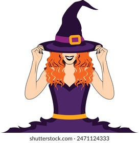 Halloween witch smiling illustration, Happy Halloween