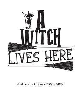 halloween witch t shirt vector illustration black design