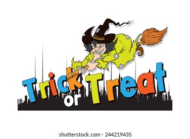 Halloween Witch Vector Background
