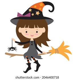 Halloween witch vector cartoon illustration