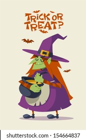 Halloween Witch. Vector character. 