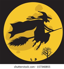 Halloween witch vector illustration.