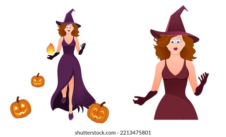 Halloween witch vector illustration, witch character vector illustration