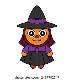 Halloween Witch Vector Illustration  Horror Cartoon Elements Icons