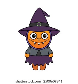 Halloween Witch Vector Illustration  Horror Cartoon Elements Icons