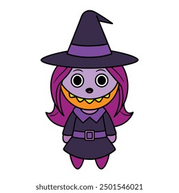Halloween Witch Vector Illustration  Horror Cartoon Elements Icons