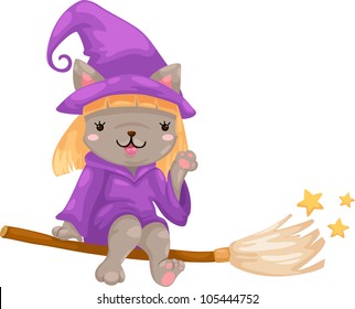 Halloween witch vector illustration on a white background