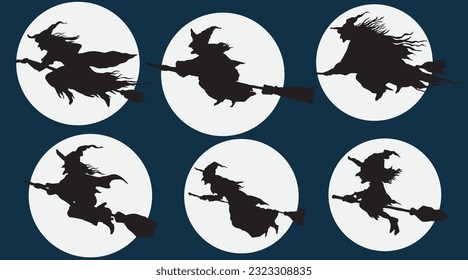 Halloween Witch vector set illustration