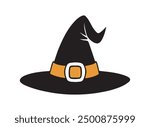 Halloween witch or wizard hat icon, helloween element, logo, vector illustration.