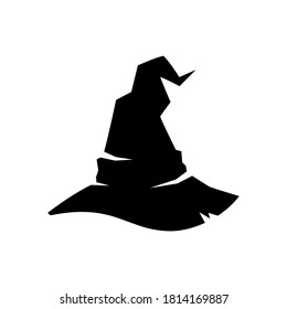 Halloween witch or wizard hat icon. Vector flat illustration