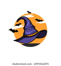 Halloween witch or wizard hat icon illustration isolated on white background