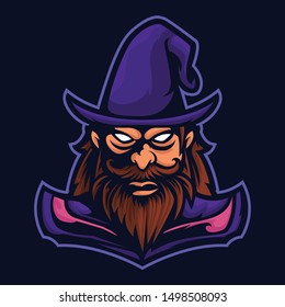 Halloween Witch Wizard Head 
Mascot Vector Illustration Suitable For Logo or Anything - Spooky Monster