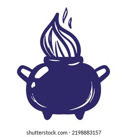 Halloween witchcraft cauldron with magic potion. Vector graphic doodle witchcraft element