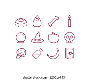 halloween witchcraft icon set