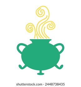Halloween brujería y objetos mágicos, recursos de juego. Botella de poción, varita mágica, linterna, cráneo, vela, llave, caldero, sombrero libro de hechizos pergamino