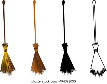 Halloween Witches Broomstick, Witches Broom Illustration,