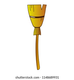 Halloween Witches Broomstick. Traditional Halloween Symbol, Accessory Object, Cartoon Broom. Vector Illustration for your Design.