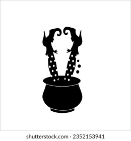 Halloween witches cauldron with poison potion isolated on white background. Vector Illustration of a Witch's Cauldron