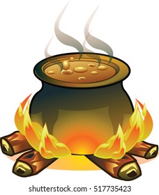 Halloween witches cauldron vector illustration