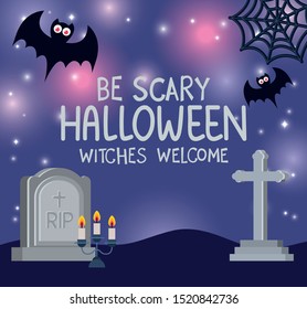 Halloween witches welcome card ,vector illustration