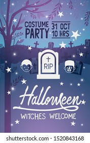 Halloween witches welcome card ,vector illustration