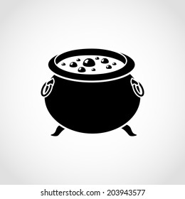 Halloween witch's cauldron Icon Isolated on White Background