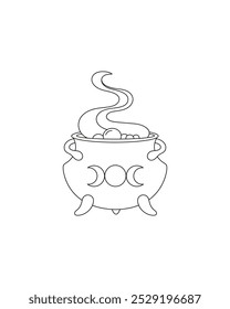 Halloween. Witch's cauldron with potion. Simple vector illustration. Coloring.