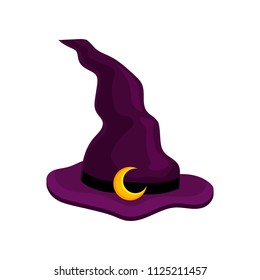 Halloween witchs hat, party, holidays, masquerade head decor vector Illustration on a white background